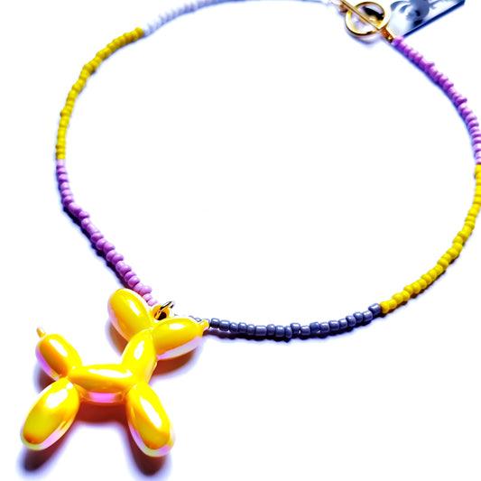 collar BALLOON DOG amarillo pastel metalizado