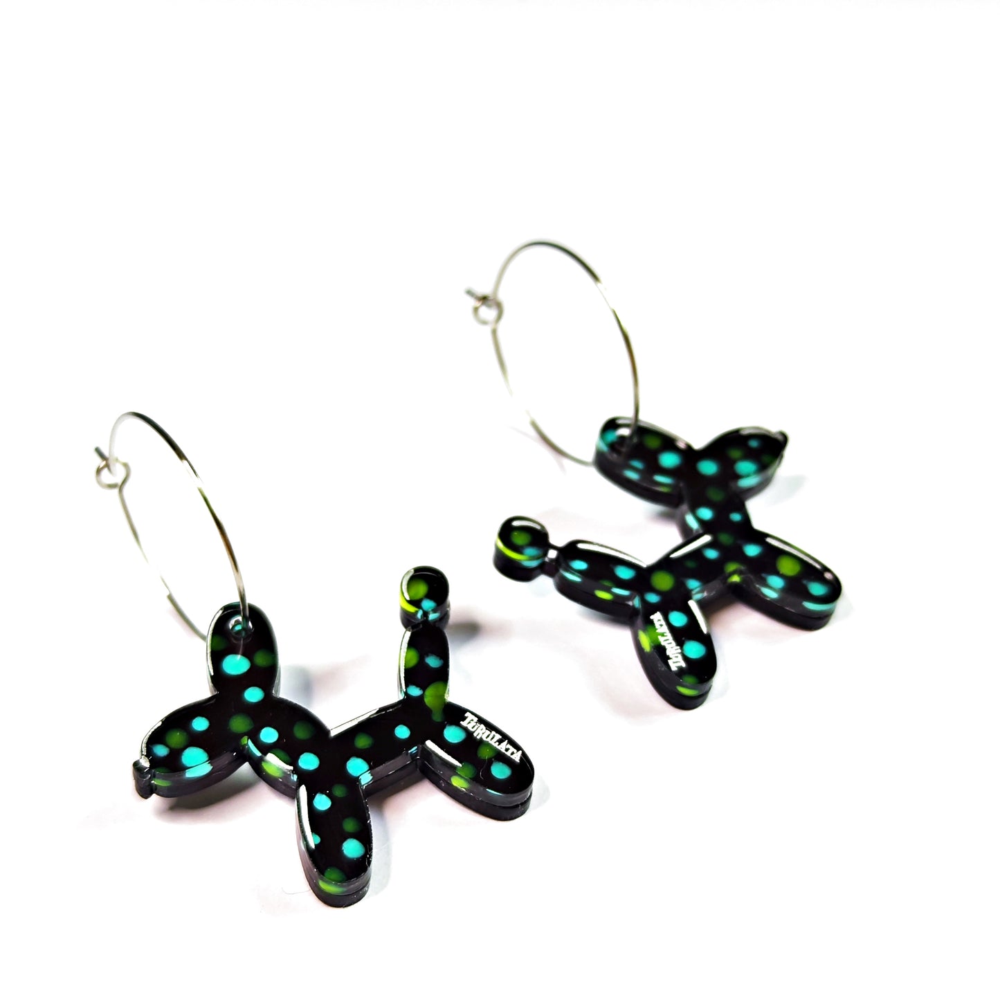 pendientes BALLOON DOG multicolor azul-verde