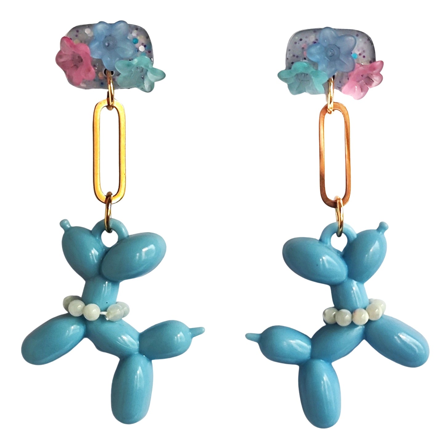 pendientes BALLOON DOG largo azul