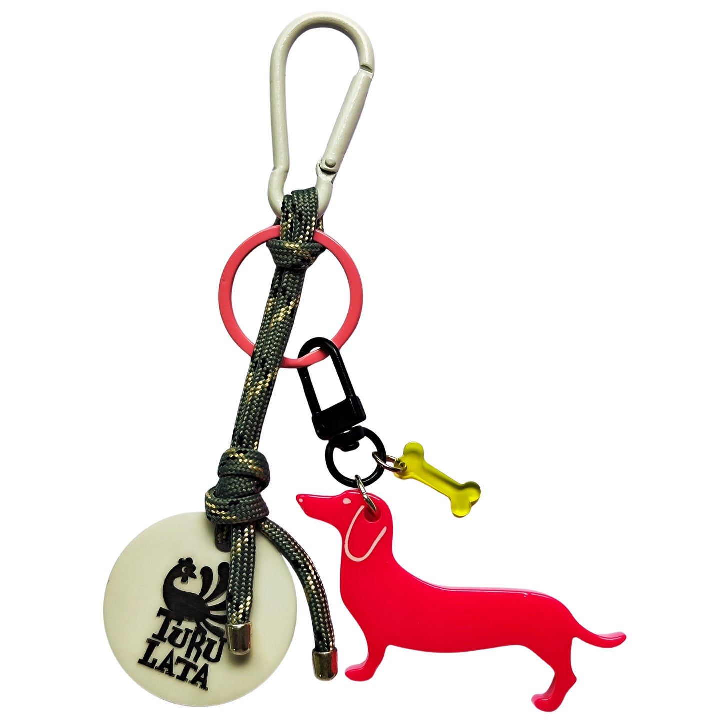 charm PERRO SALCHICHA fucsia y blanco