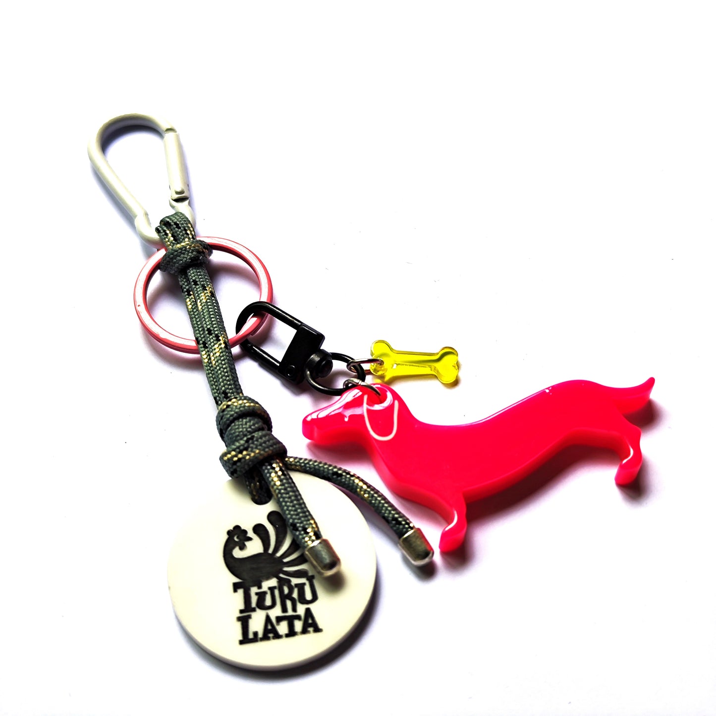 charm PERRO SALCHICHA fucsia y blanco