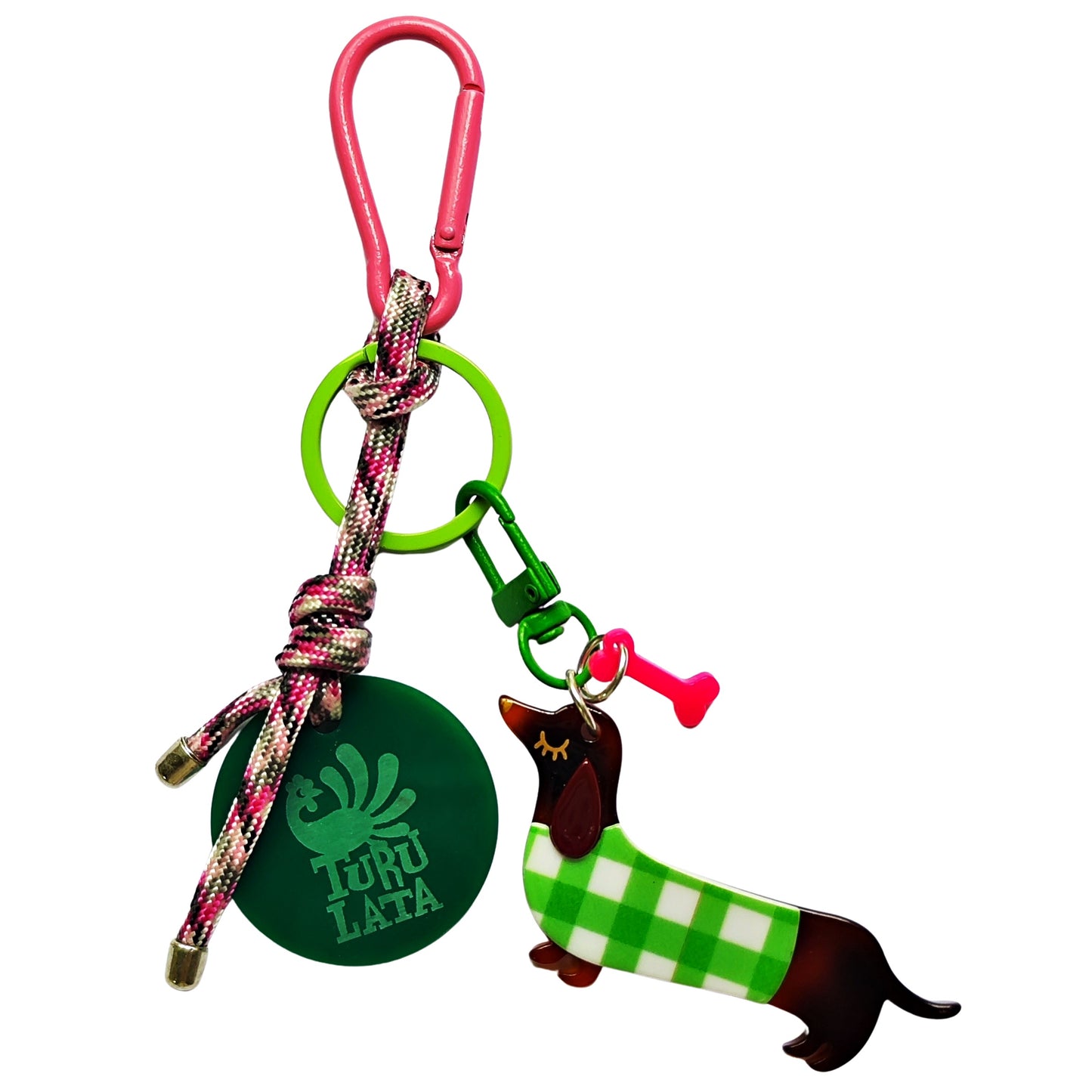 charm PERRO SALCHICHA marrón y verde