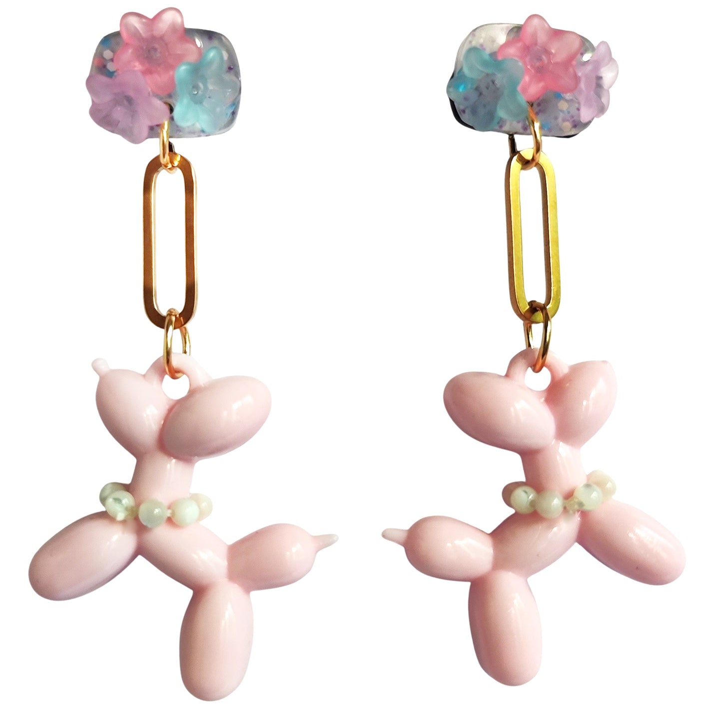 pendientes BALLOON DOG largo rosa