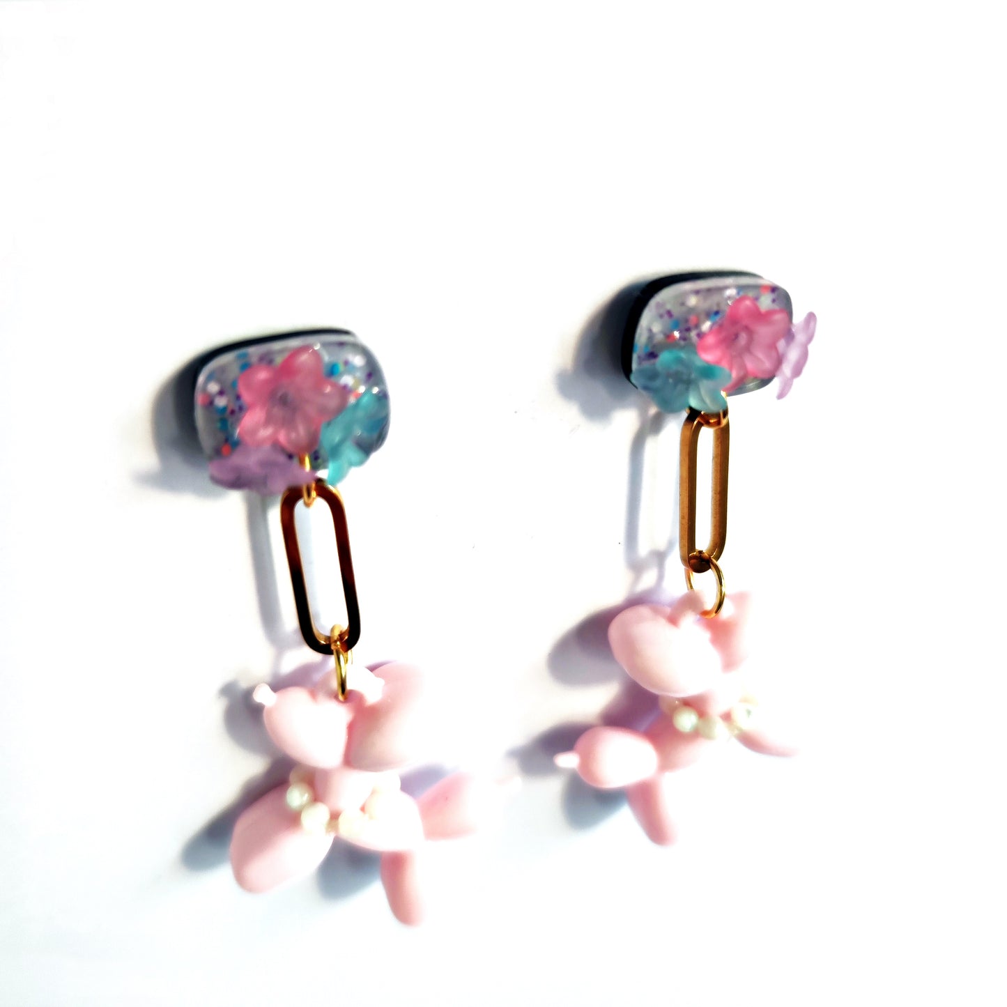 pendientes BALLOON DOG largo rosa