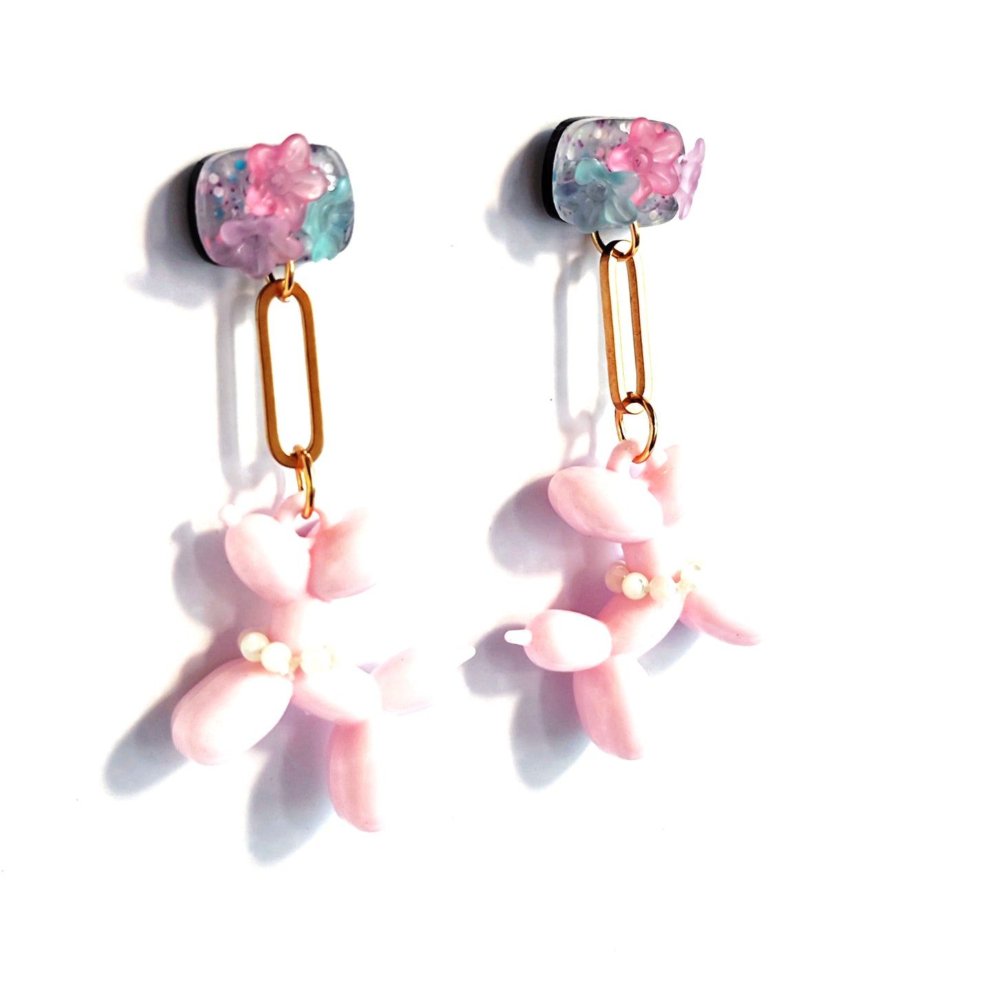 pendientes BALLOON DOG largo rosa